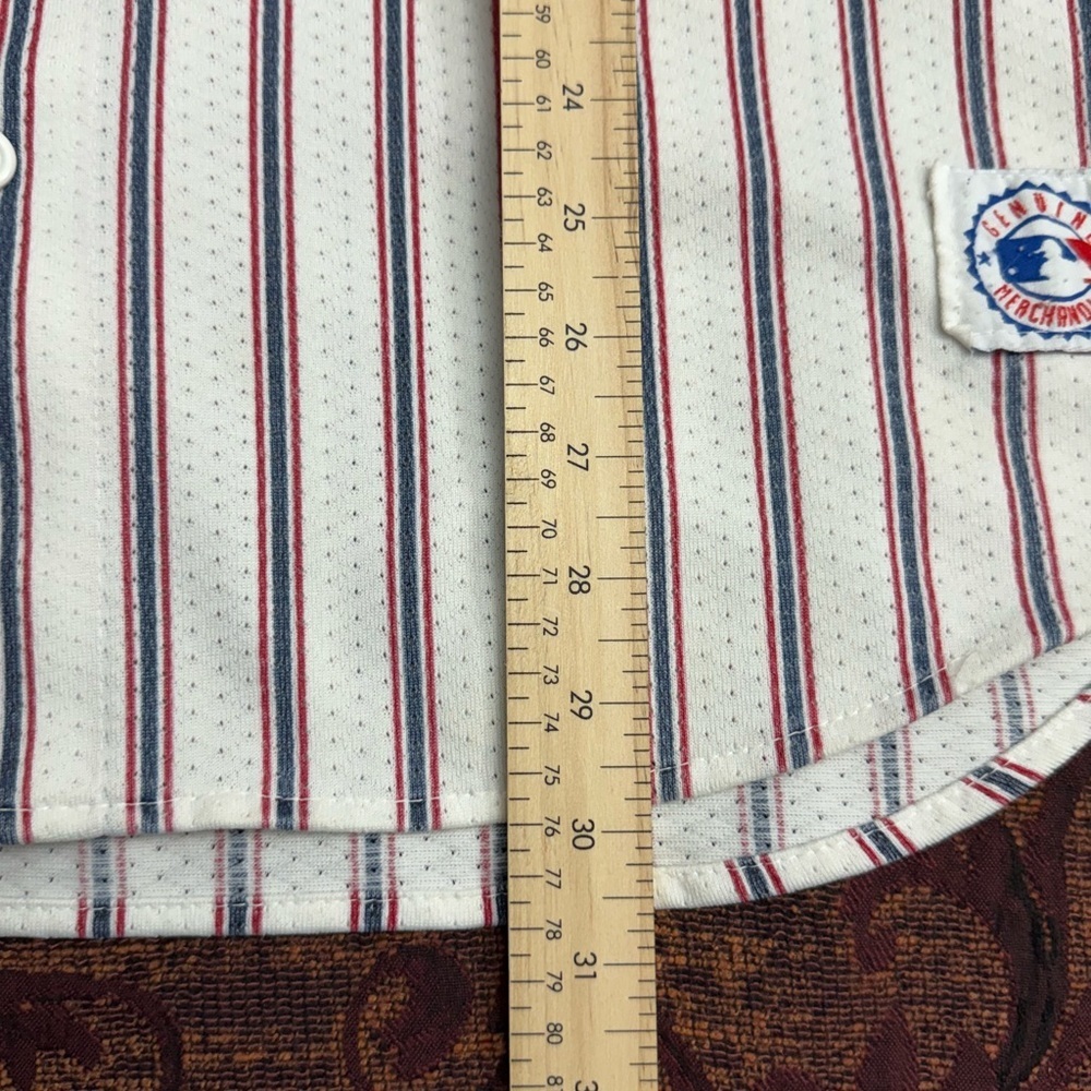 80s Striped Cleveland Indians Majestic MLB Baseball Jersey - Picture 9 of 9